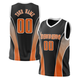 Custom Unisex Black & Light Orange Pattern Basketball Jersey