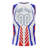 Custom Unisex White & Royal Blue Pattern Basketball Jersey BS0000090219