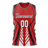 Custom Unisex Red & Black Pattern Basketball Jersey BS0000090901