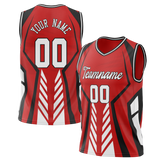 Custom Unisex Red & Black Pattern Basketball Jersey