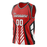 Custom Unisex Red & Black Pattern Basketball Jersey BS0000090901