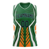 Custom Unisex Kelly Green & White Pattern Basketball Jersey BS0000091502