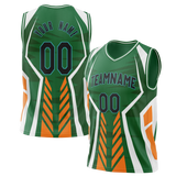 Custom Unisex Kelly Green & White Pattern Basketball Jersey