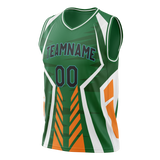 Custom Unisex Kelly Green & White Pattern Basketball Jersey BS0000091502