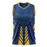 Custom Unisex Royal Blue & Yellow Pattern Basketball Jersey BS0000091912