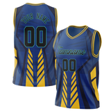 Custom Unisex Royal Blue & Yellow Pattern Basketball Jersey BS0000091912