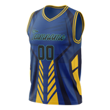 Custom Unisex Royal Blue & Yellow Pattern Basketball Jersey BS0000091912