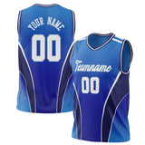 Custom Unisex Navy Blue & Royal Blue Pattern Basketball Jersey