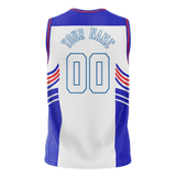 Custom Unisex White & Royal Blue Pattern Basketball Jersey BS0000110219