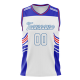 Custom Unisex White & Royal Blue Pattern Basketball Jersey BS0000110219