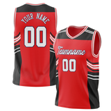 Custom Unisex Red & Black Pattern Basketball Jersey