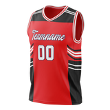 Custom Unisex Red & Black Pattern Basketball Jersey BS0000110901