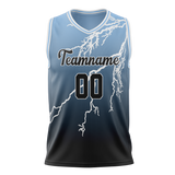 Custom Unisex Black & Light Blue Pattern Basketball Jersey BS0000120121