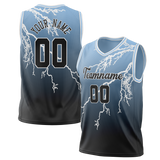 Custom Unisex Black & Light Blue Pattern Basketball Jersey