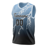 Custom Unisex Black & Light Blue Pattern Basketball Jersey BS0000120121