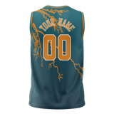 Custom Unisex Dark Aqua & Light Orange Pattern Basketball Jersey BS0000121611