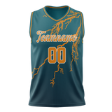 Custom Unisex Dark Aqua & Light Orange Pattern Basketball Jersey BS0000121611