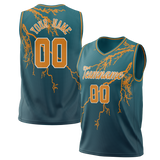 Custom Unisex Dark Aqua & Light Orange Pattern Basketball Jersey