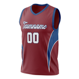 Custom Unisex Maroon & Royal Blue Pattern Basketball Jersey BS0000130819