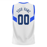 Custom Unisex White & Blue Pattern Basketball Jersey BS0000140220