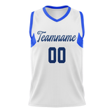 Custom Unisex White & Blue Pattern Basketball Jersey BS0000140220