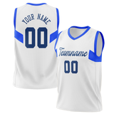 Custom Unisex White & Blue Pattern Basketball Jersey BS0000140220