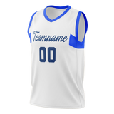 Custom Unisex White & Blue Pattern Basketball Jersey BS0000140220