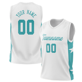 Custom Unisex White & Light Blue Pattern Basketball Jersey