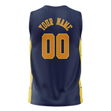 Custom Unisex Navy Blue & Yellow Pattern Basketball Jersey BS0000151812