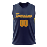 Custom Unisex Navy Blue & Yellow Pattern Basketball Jersey BS0000151812