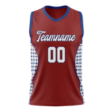 Custom Unisex Maroon & White Pattern Basketball Jersey BS0000160802