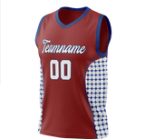 Custom Unisex Maroon & White Pattern Basketball Jersey BS0000160802