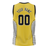 Custom Unisex Yellow & White Pattern Basketball Jersey BS0000161202