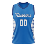 Custom Unisex Blue & White Pattern Basketball Jersey BS0000162002