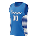 Custom Unisex Blue & White Pattern Basketball Jersey BS0000162002