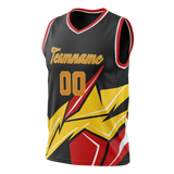 Custom Unisex Black & Yellow Pattern Basketball Jersey BS0000170112