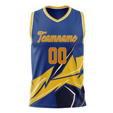 Custom Unisex Royal Blue & Yellow Pattern Basketball Jersey BS0000171912