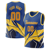 Custom Unisex Royal Blue & Yellow Pattern Basketball Jersey BS0000171912