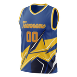 Custom Unisex Royal Blue & Yellow Pattern Basketball Jersey BS0000171912