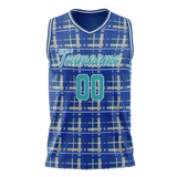 Custom Unisex Royal Blue & Cream Pattern Basketball Jersey BS0000181905