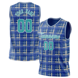 Custom Unisex Royal Blue & Cream Pattern Basketball Jersey