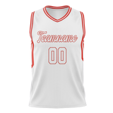 Custom Unisex White & Red Pattern Basketball Jersey BS0000190209