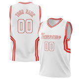 Custom Unisex White & Red Pattern Basketball Jersey