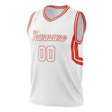 Custom Unisex White & Red Pattern Basketball Jersey BS0000190209