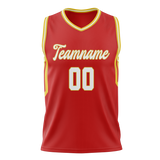 Custom Unisex Red & Yellow Pattern Basketball Jersey BS0000190912