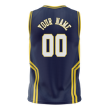 Custom Unisex Navy Blue & Yellow Pattern Basketball Jersey BS0000191812