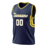 Custom Unisex Navy Blue & Yellow Pattern Basketball Jersey BS0000191812