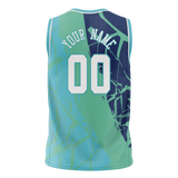 Custom Unisex Navy Blue & Light Blue Pattern Basketball Jersey BS0000211821