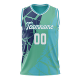 Custom Unisex Navy Blue & Light Blue Pattern Basketball Jersey BS0000211821