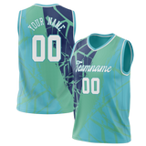 Custom Unisex Navy Blue & Light Blue Pattern Basketball Jersey